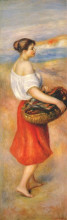 Копия картины "girl with a basket of fish" художника "ренуар пьер огюст"