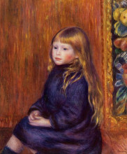 Копия картины "seated child in a blue dress" художника "ренуар пьер огюст"
