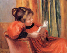 Репродукция картины "girl reading" художника "ренуар пьер огюст"