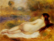 Копия картины "nude reclining on the grass" художника "ренуар пьер огюст"