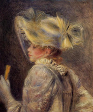 Копия картины "woman in a white hat" художника "ренуар пьер огюст"