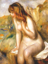 Репродукция картины "bather seated on a rock" художника "ренуар пьер огюст"