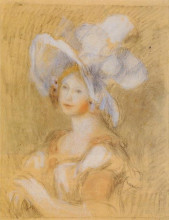 Копия картины "amelie dieterie in a white hat" художника "ренуар пьер огюст"