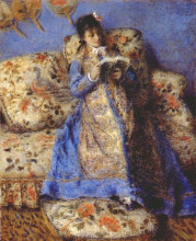 Копия картины "madame monet reading" художника "ренуар пьер огюст"