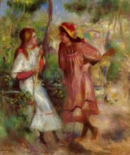 Копия картины "two girls in the garden at montmartre" художника "ренуар пьер огюст"