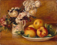 Картина "apples and flowers" художника "ренуар пьер огюст"