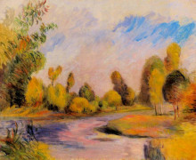Копия картины "banks of a river" художника "ренуар пьер огюст"