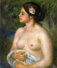 Копия картины "gabrielle with a rose (the sicilian woman)" художника "ренуар пьер огюст"