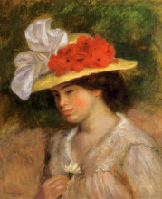 Картина "woman in a flowered hat" художника "ренуар пьер огюст"