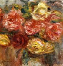 Репродукция картины "bouquet of roses in a vase" художника "ренуар пьер огюст"
