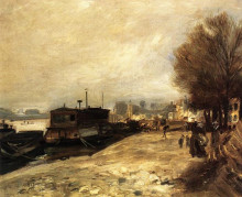 Копия картины "laundry boat by the banks of the seine, near paris" художника "ренуар пьер огюст"