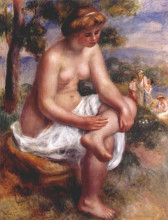 Копия картины "seated bather in a landscape" художника "ренуар пьер огюст"