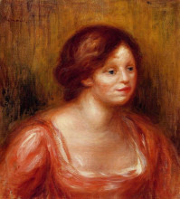 Копия картины "bust of a woman in a red blouse" художника "ренуар пьер огюст"