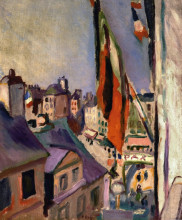 Репродукция картины "flag decorated street" художника "ренуар пьер огюст"
