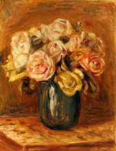 Копия картины "roses in a blue vase" художника "ренуар пьер огюст"