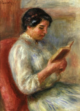 Репродукция картины "woman reading" художника "ренуар пьер огюст"