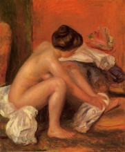 Репродукция картины "bather drying her feet" художника "ренуар пьер огюст"