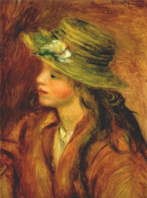Копия картины "girl with a straw hat" художника "ренуар пьер огюст"