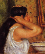 Репродукция картины "woman combing her hair" художника "ренуар пьер огюст"