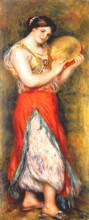 Репродукция картины "dancer with tambourne (gabrielle renard)" художника "ренуар пьер огюст"