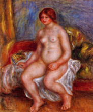 Копия картины "nude woman on green cushions" художника "ренуар пьер огюст"
