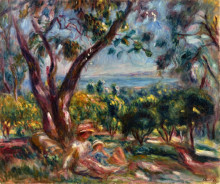Копия картины "cagnes landscape with woman and child" художника "ренуар пьер огюст"