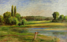 Копия картины "landscape with fence" художника "ренуар пьер огюст"