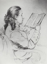Репродукция картины "портрет е.г.мамонтовой за чтением" художника "репин илья"