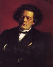 Копия картины "portrait of the pianist, conductor and composer anton grigorievich rubinstein" художника "репин илья"