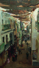 Репродукция картины "змеиная улица в севилье" художника "репин илья"