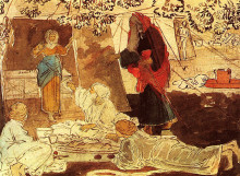 Репродукция картины "three pilgrim announce abraham the birth of isaac" художника "александр иванов"