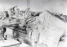 Репродукция картины "лев николаевич толстой за чтением" художника "репин илья"