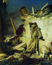 Репродукция картины "плач пророка иеремии на развалинах иерусалима" художника "репин илья"