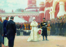 Копия картины "речь его императорского величества 18 мая 1896 года" художника "репин илья"