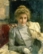Репродукция картины "the blond (portrait of tevashova)" художника "репин илья"