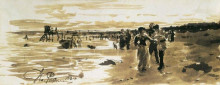 Копия картины "на берегу моря" художника "репин илья"