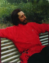 Репродукция картины "портрет л.н.андреева (летний отдых)" художника "репин илья"