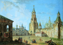 Репродукция картины "view from the kremlin&#39;s spassky gate" художника "алексеев фёдор"
