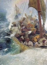 Репродукция картины "казаки на черном море" художника "репин илья"