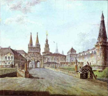 Репродукция картины "view of moscow near the iversky gate of the kremlin" художника "алексеев фёдор"