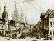Картина "view of moskvoretskaya street, zaryadye, moscow" художника "алексеев фёдор"