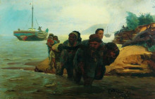 Репродукция картины "бурлаки, идущие вброд" художника "репин илья"