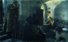 Репродукция картины "инок филарет в заточении в антониево-сийском монастыре" художника "репин илья"
