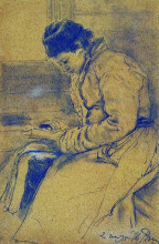 Репродукция картины "женский портрет" художника "репин илья"