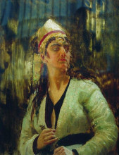 Копия картины "женщина с кинжалом" художника "репин илья"