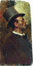 Репродукция картины "мужчина в цилиндре" художника "репин илья"