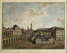Копия картины "terem and church of our savior in a pine forest in the kremlin" художника "алексеев фёдор"