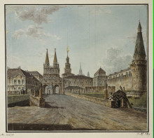 Картина "view of voskresenskiye (resurrection) and nikolskiye gates" художника "алексеев фёдор"