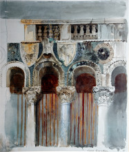 Репродукция картины "study of the marble inlaying on the front of the casa loredan" художника "рёскин джон"
