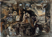 Репродукция картины "study from tintoretto&#39;s adoration of the magi" художника "рёскин джон"
